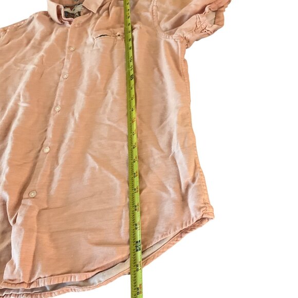 Denim & Flower Ricky Singh Mens Peach Button-Up Shirt S Cotton  Short Sleeve - Picture 9 of 9